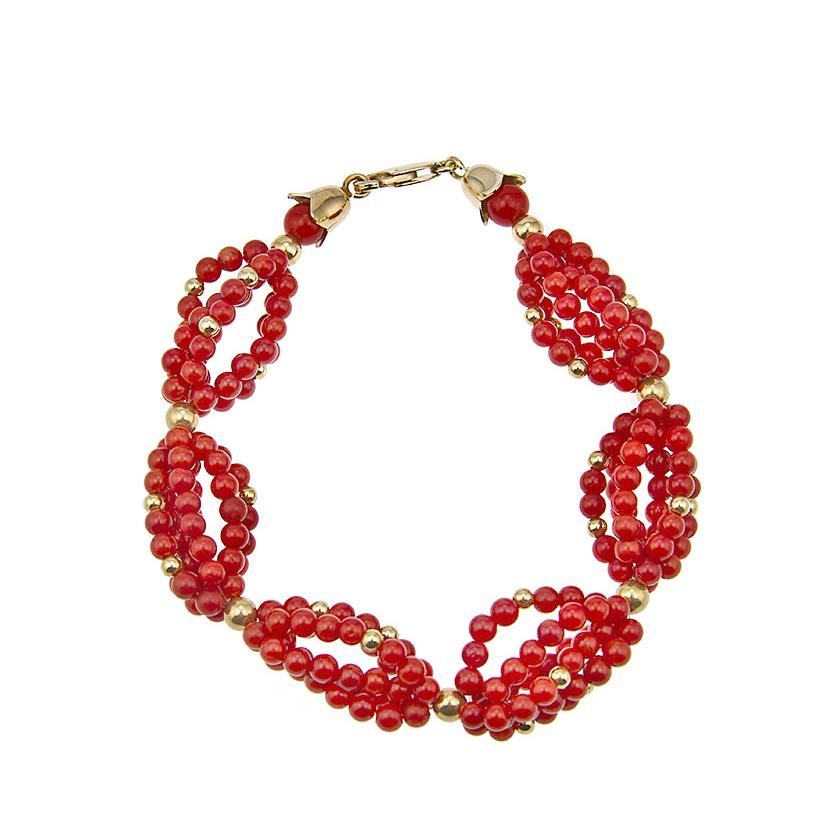 Koraljna narukvica sa zlatnom kopčom