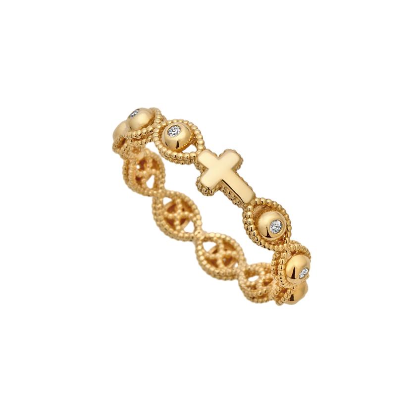 Zlatni prsten sa križićem i cirkonima