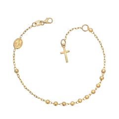 Zlatna narukvica sa Majkom Božjom i križićem